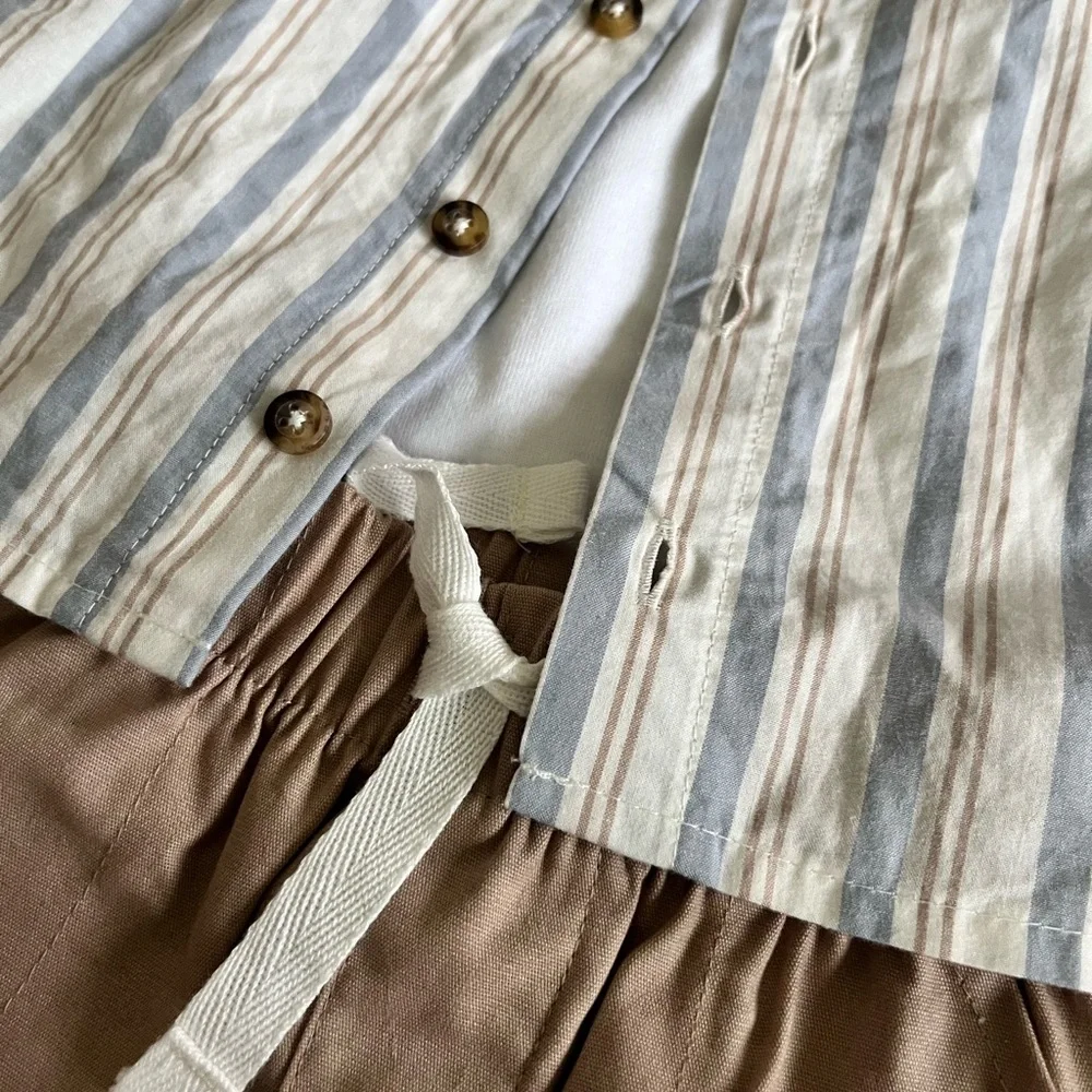 Carter's Striped Blue and White Shirt and Tan Shorts Set - Picture 3 of 3